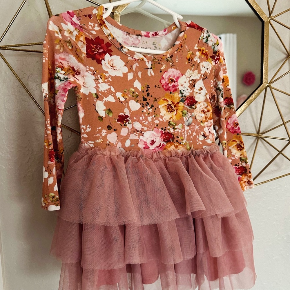 Posh Peanut Long Sleeve Tulle Dress, 2T